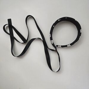 NEW Black White Retro Floral Ribbon Bow Headband